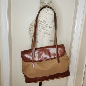 Henry Saxel leather canvas messenger bag